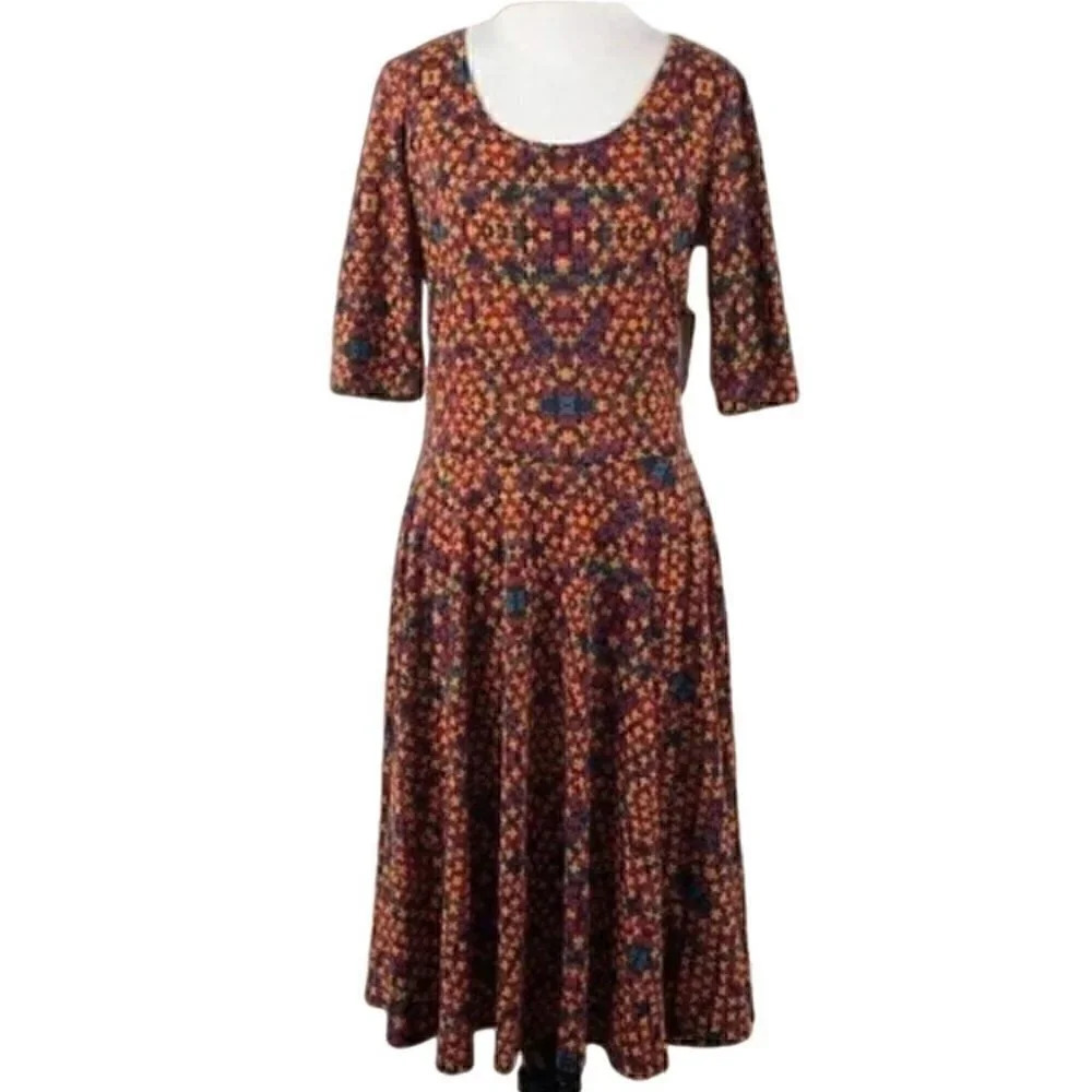 New Lularoe Nicole dress size L 12-14 geometric
